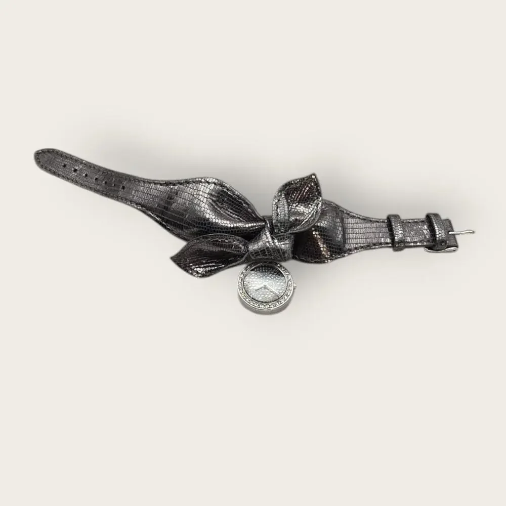 Guess Bow Wrap Watch Black Strap Crystal Bezel Bracelet Style Feminine Glam
